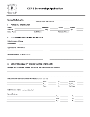 Ccps Scholarship Application Form