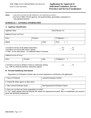 Form DOH 3735305 Application for Approval of Individual Lighthouse