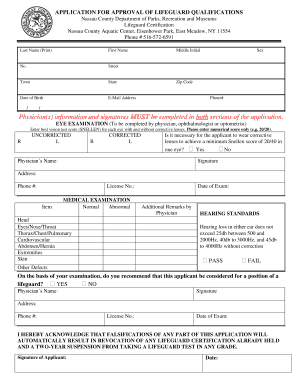 Nassau County Lifeguard Certification  Form