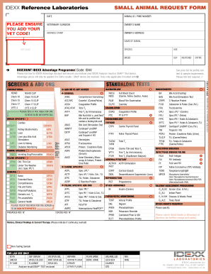 Idexx Small Animal Request Form