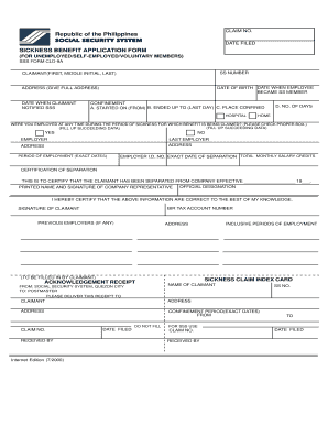 Sickness Benefit Application Form