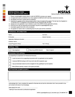 Nsfas Appeal Online Form 2014