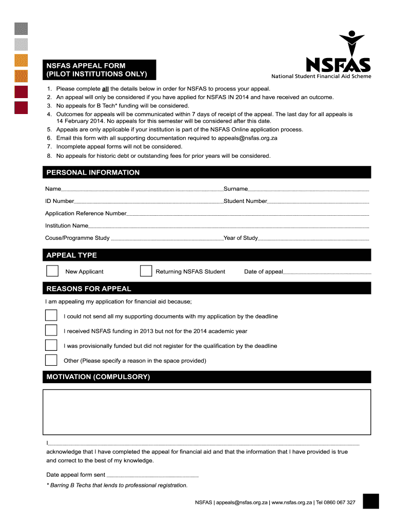  Nsfas Appeal Online Form 2014
