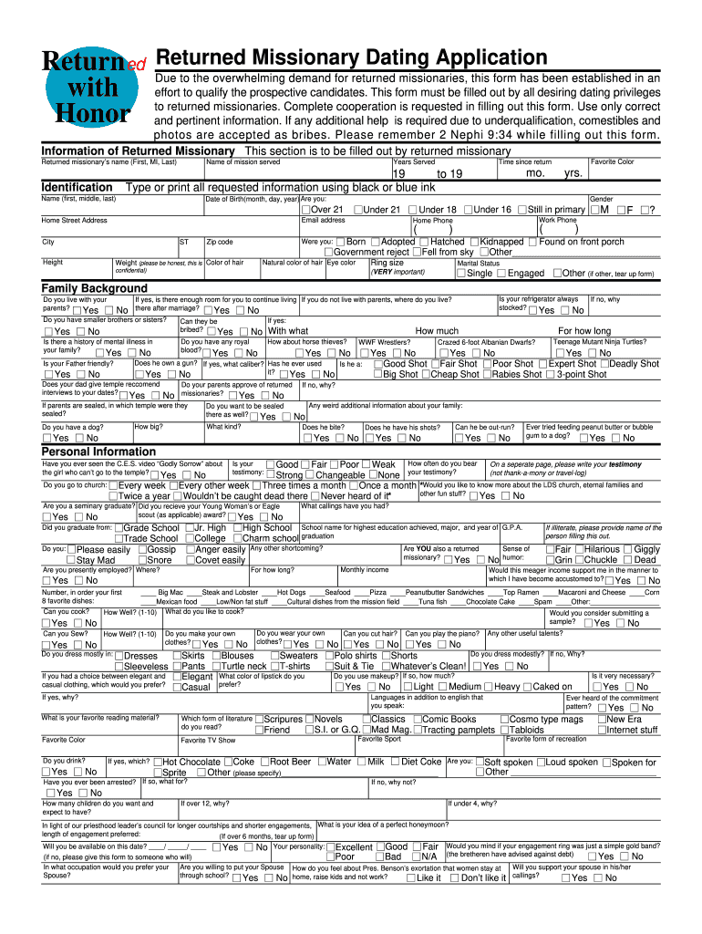 Dating Application Form