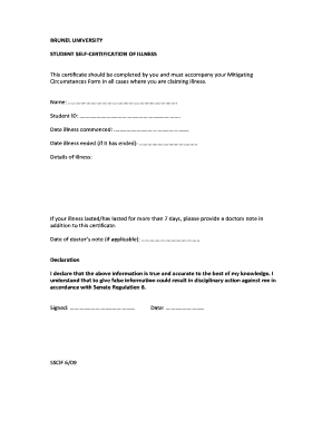 Medical Illness Certificate  Form