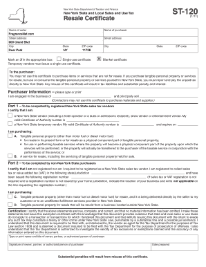 Form ST 120111Resale CertificateST120