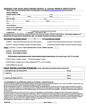 Hoa Resale Certificate Template  Form
