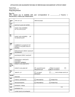 Axis Bank Letter of Credit Format