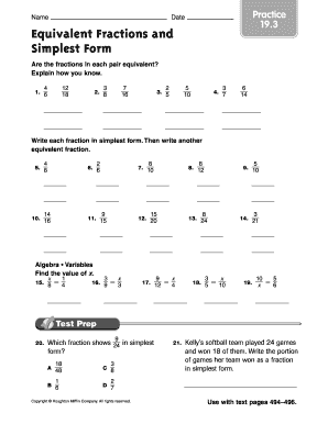 Fractions Practice Simplest Form