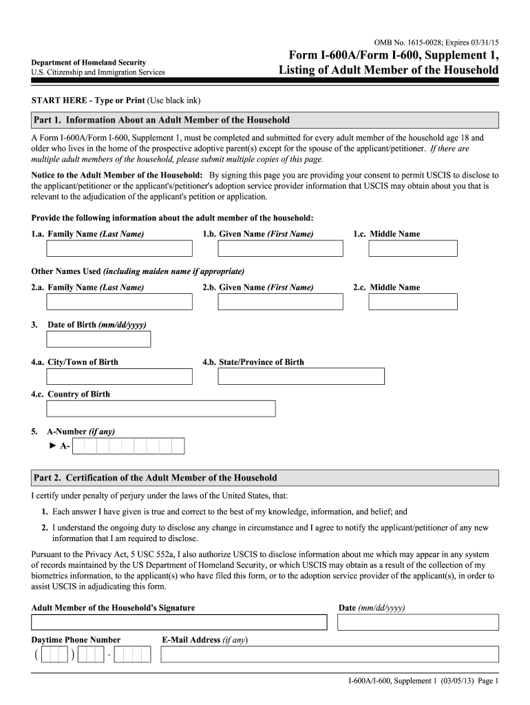  I 600 Supplement 1  Form 2013