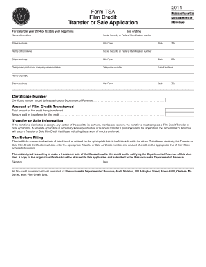  Ma Film Credit Transfer or Sale Application Form 2020