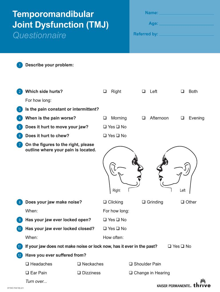  Tmj Qestionare and Disorder Assessemnt from 2011-2024