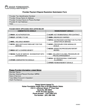 Kaiser Provider Appeal Form California