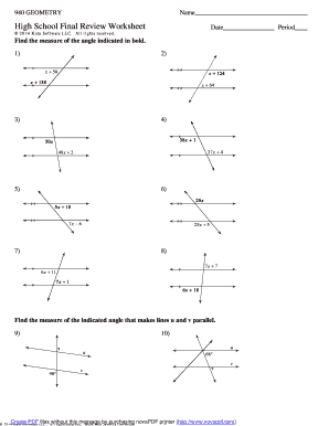 Geometry Assignment Find the Measure of Each Angle Indicated Worksheet Answers  Form