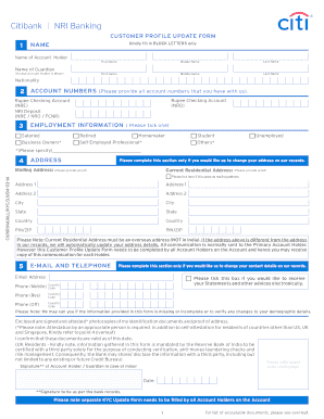 Citibank Profile Update Form