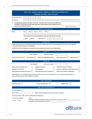 Suvidha Joint Account Application Form CITI11544 12 09 12 Online Citibank Co