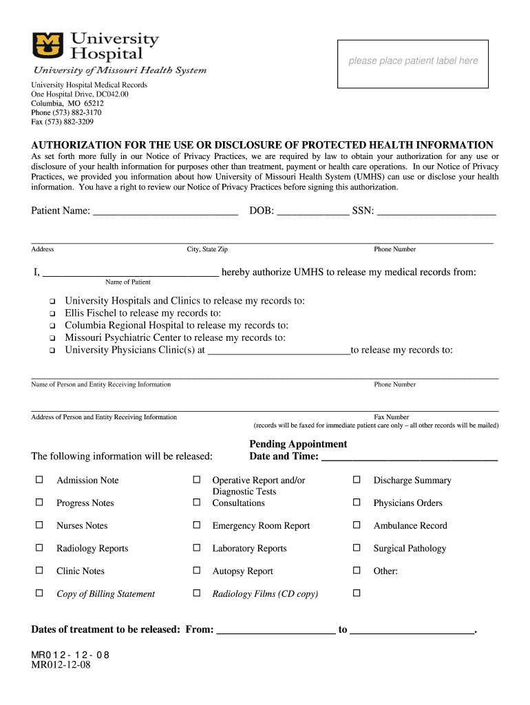  University Hospital Medical Records 2009-2024