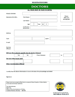 Doctor Registration Number  Form