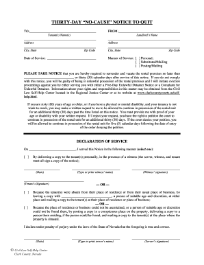 30 Day No Cause Notice Clark County Courts Clarkcountycourts  Form