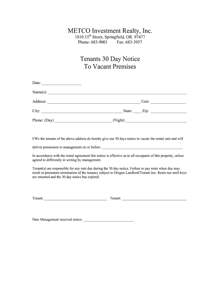 8 Day Notice To Landlord - Fill Out and Sign Printable PDF