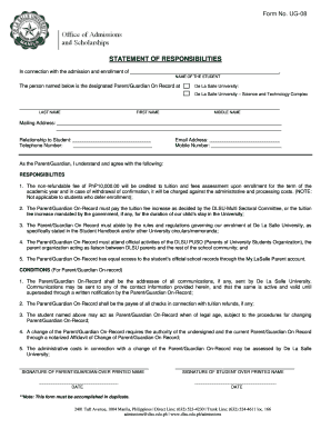 Statement of Responsibilities Form Dlsu