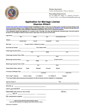 Arizona Marriage Absentee Application Form