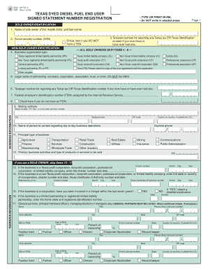 AP 197 Dyed Diesel Fuel End User Signed Statement Registration  Form