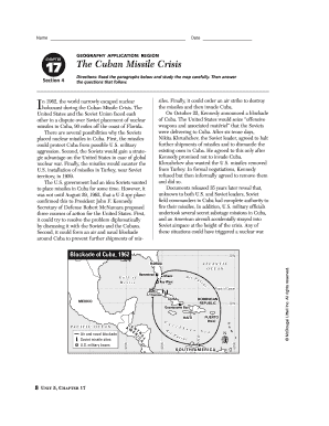 Chapter 17 Section 4 Geography Application Regions the Cuban Missile Crisis  Form