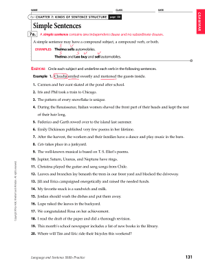 Chapter 7 Sentence Structure Answer Key  Form