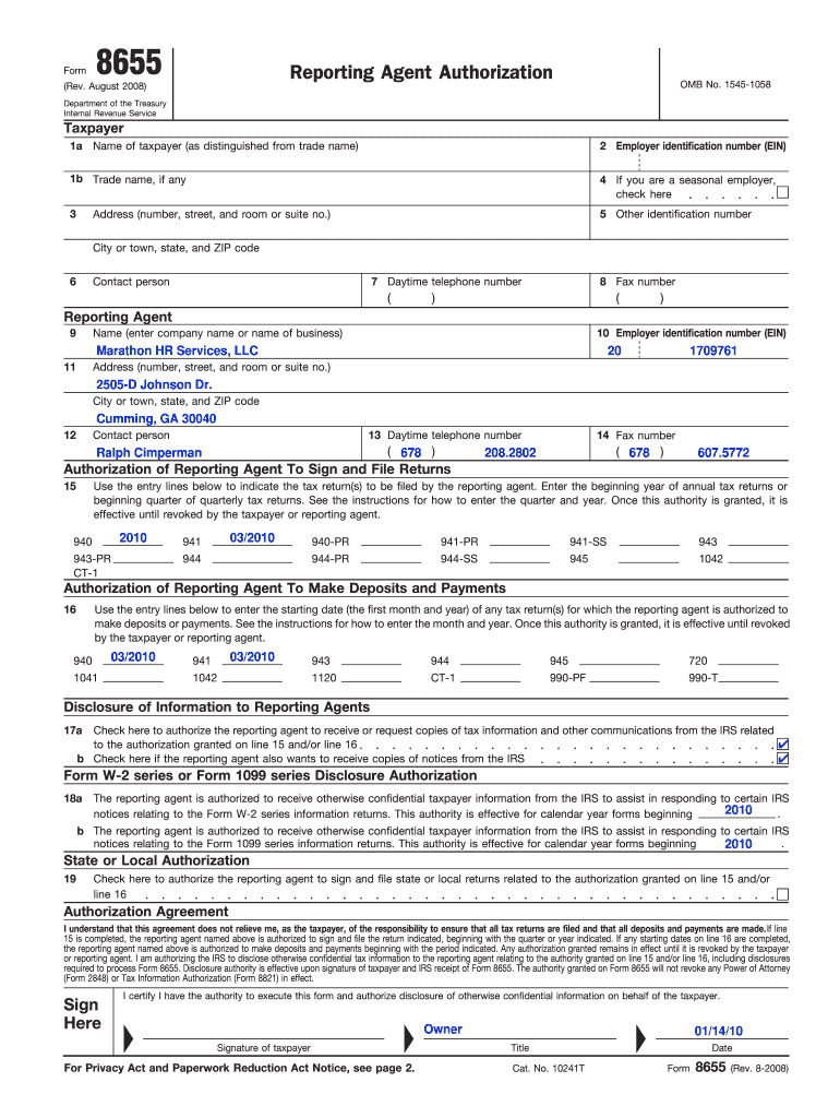 F8655  Reporting a   MarathonHR  Form