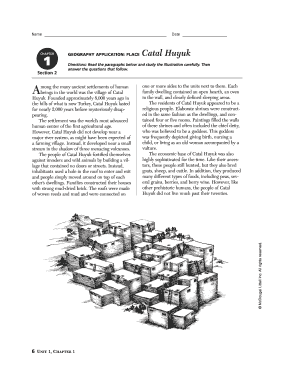 Chapter 1 Section 2 Geography Application Place Catal Huyuk Answers  Form