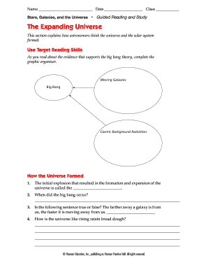 The Expanding Universe Worksheet  Form