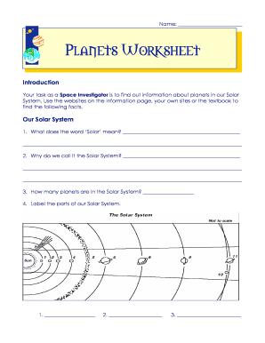 Space Investigator Planets Worksheet Form