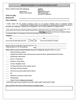 Elavon Closure Form