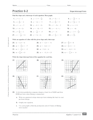 homework 2 standard & slope intercept form answer key