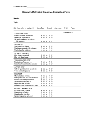 Monroe S Motivated Sequence Evaluation Form