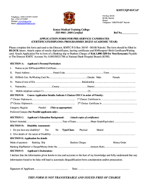 Census Intake in Kenya  Form