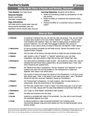 Why Do We Have a House and Senate Answer Key  Form