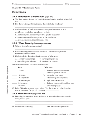 Chapter 25 Vibrations and Waves Exercises  Form