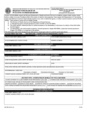 Get and Sign Missouri Putative Father Registry 2012 Form