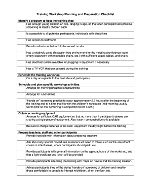 Workshop Checklist Template  Form