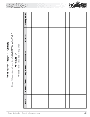 Key Register  Form