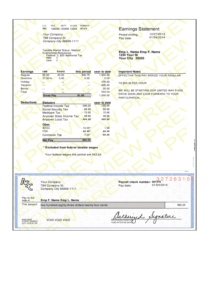 Paycheckstubonline  Form