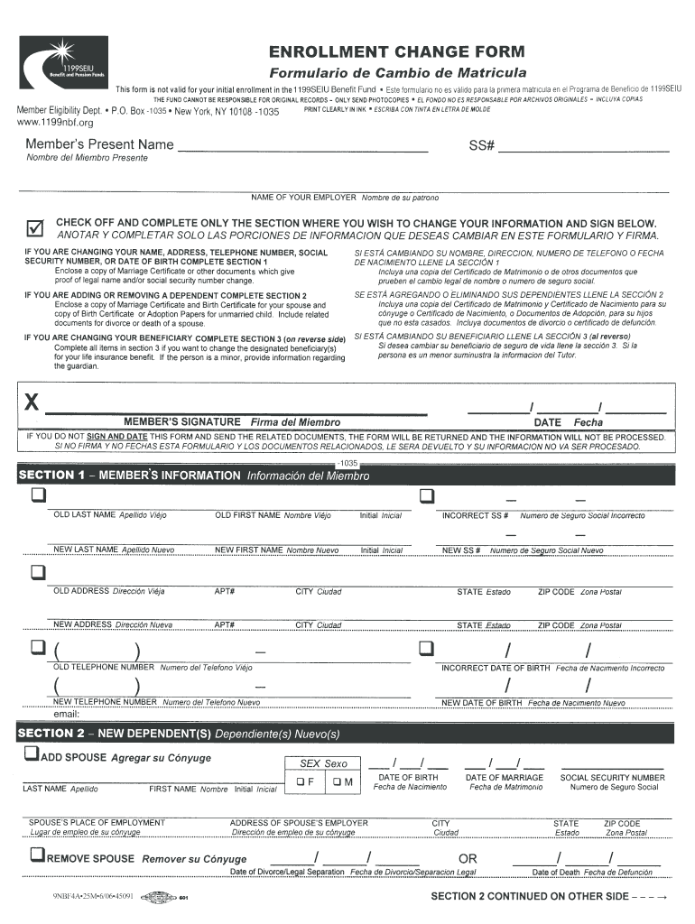  1199seiu Enrollment Form 2006