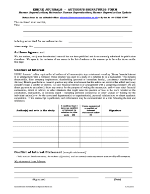 Human Reproduction Author Signature Form