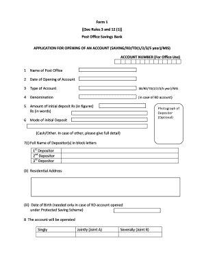 Post Office Deposit Form PDF