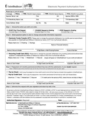 Electronic Payment Authorization Form Tricare Tricare
