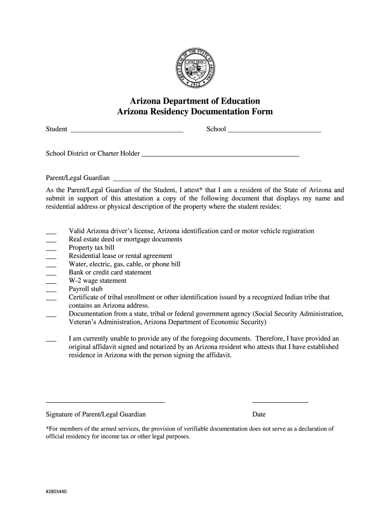 Arizona Residency Documentation Form