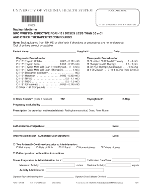  NRC WRITTEN DIRECTIVE for I131 DOSES LESS THAN 30 MCi Virginia 2005-2024