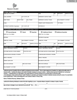 Patient Pre Registration Form PDF Banner Health